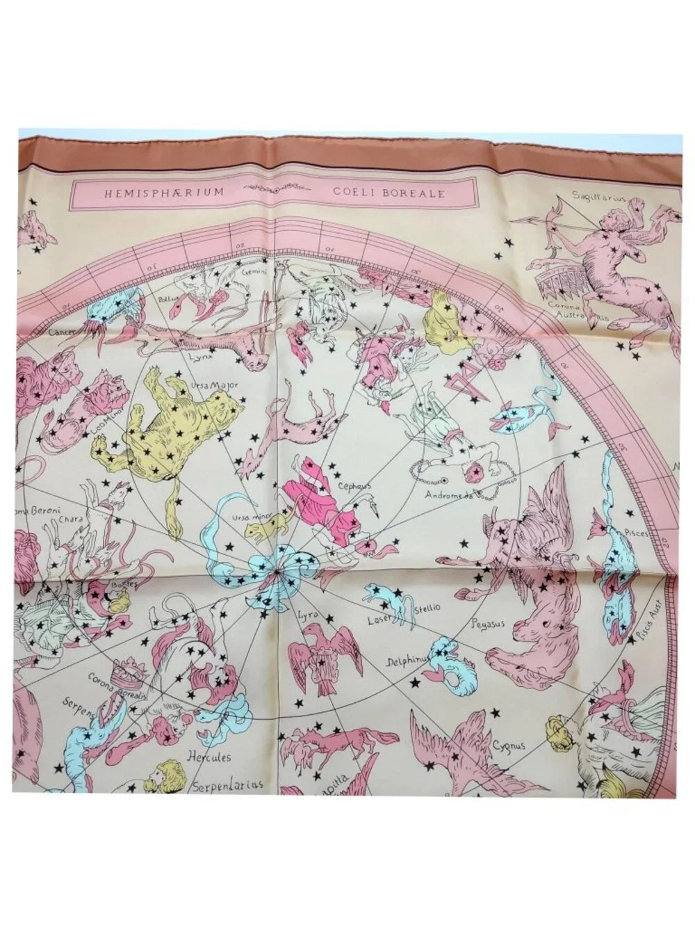 Authentic Hermès Paris Silk Scarf 90 Zodiac Celestial Constellation Orange